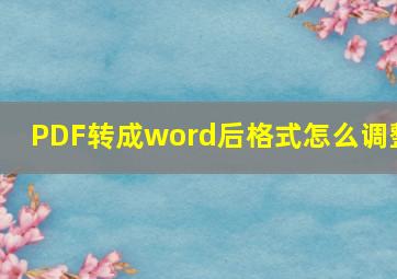 PDF转成word后格式怎么调整