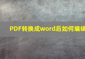 PDF转换成word后如何编辑