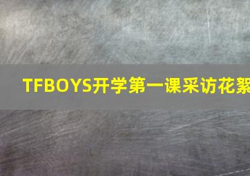 TFBOYS开学第一课采访花絮