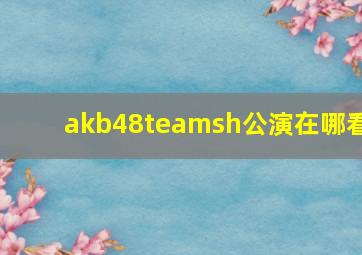 akb48teamsh公演在哪看