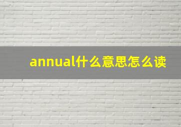 annual什么意思怎么读