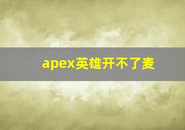 apex英雄开不了麦