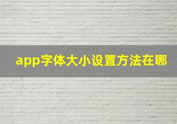 app字体大小设置方法在哪