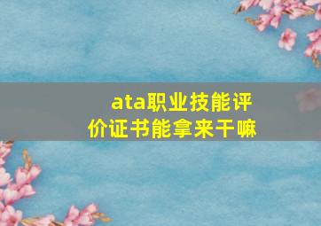 ata职业技能评价证书能拿来干嘛