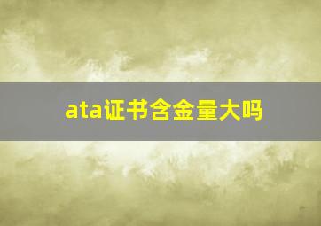 ata证书含金量大吗