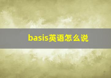 basis英语怎么说