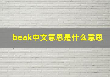 beak中文意思是什么意思