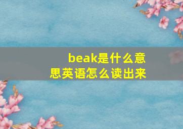 beak是什么意思英语怎么读出来