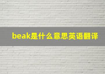 beak是什么意思英语翻译