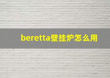 beretta壁挂炉怎么用