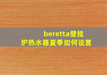 beretta壁挂炉热水器夏季如何设置