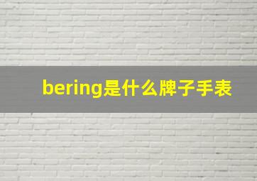 bering是什么牌子手表