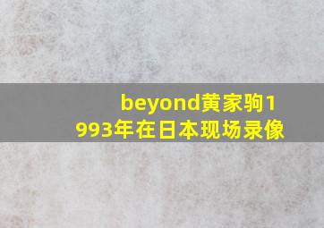 beyond黄家驹1993年在日本现场录像