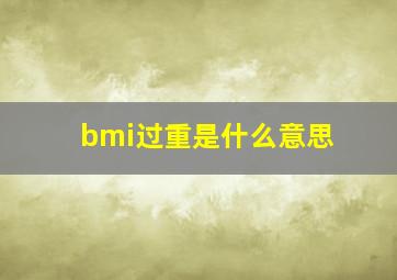 bmi过重是什么意思