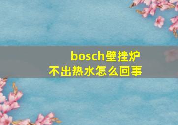 bosch壁挂炉不出热水怎么回事