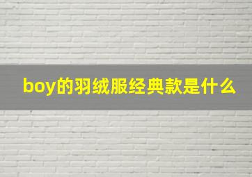 boy的羽绒服经典款是什么