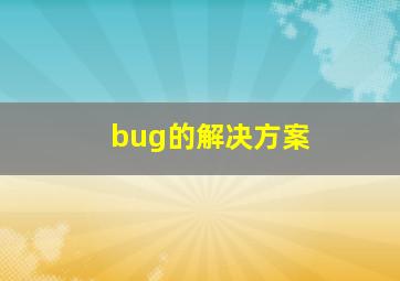 bug的解决方案