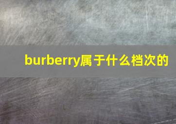 burberry属于什么档次的