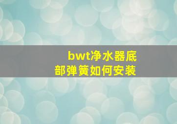 bwt净水器底部弹簧如何安装