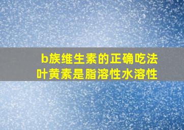 b族维生素的正确吃法叶黄素是脂溶性水溶性