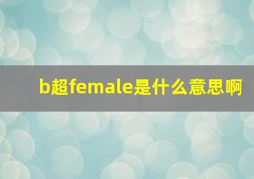 b超female是什么意思啊