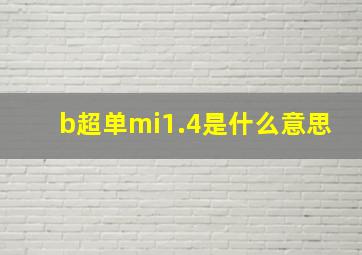 b超单mi1.4是什么意思