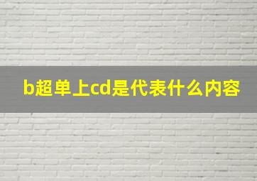 b超单上cd是代表什么内容