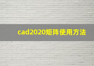 cad2020矩阵使用方法