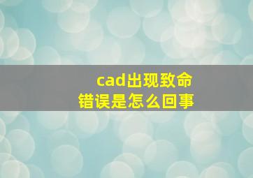 cad出现致命错误是怎么回事