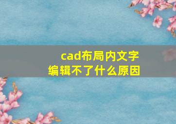 cad布局内文字编辑不了什么原因