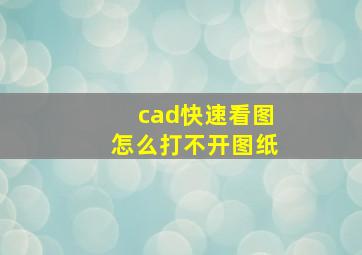 cad快速看图怎么打不开图纸