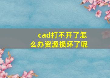 cad打不开了怎么办资源损坏了呢