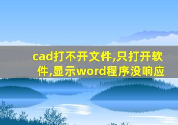 cad打不开文件,只打开软件,显示word程序没响应