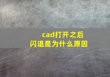 cad打开之后闪退是为什么原因