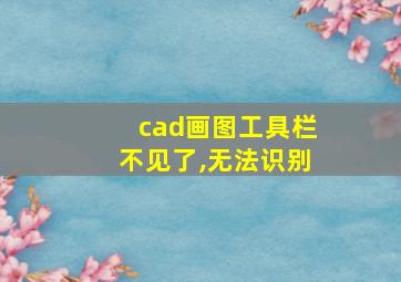 cad画图工具栏不见了,无法识别