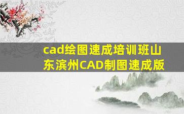 cad绘图速成培训班山东滨州CAD制图速成版