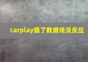 carplay插了数据线没反应