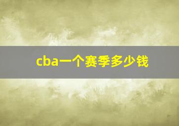 cba一个赛季多少钱