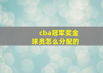 cba冠军奖金球员怎么分配的