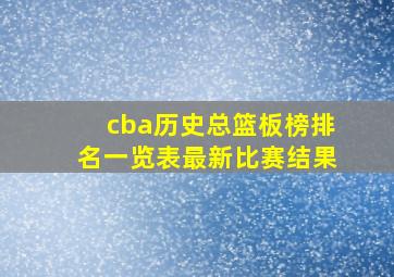 cba历史总篮板榜排名一览表最新比赛结果