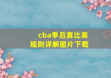 cba季后赛比赛规则详解图片下载