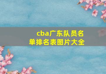 cba广东队员名单排名表图片大全