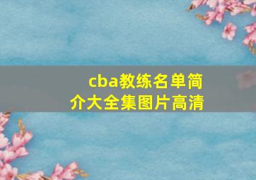 cba教练名单简介大全集图片高清