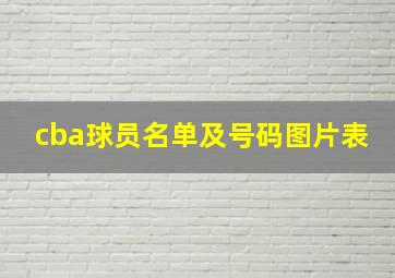 cba球员名单及号码图片表