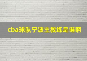 cba球队宁波主教练是谁啊