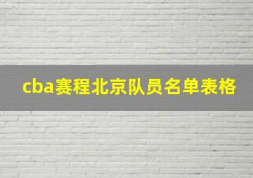 cba赛程北京队员名单表格