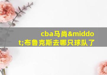 cba马尚·布鲁克斯去哪只球队了