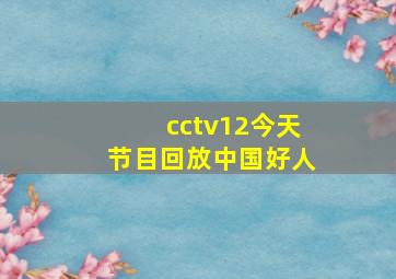 cctv12今天节目回放中国好人