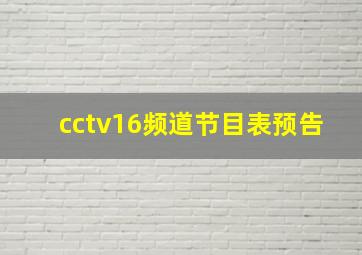 cctv16频道节目表预告