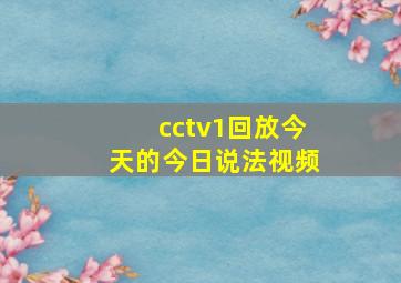 cctv1回放今天的今日说法视频